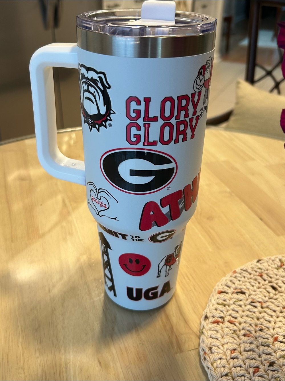 UGA TEAM TUMBLER with Handle - Collegiate Style